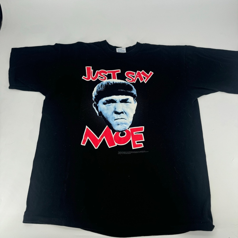 Vintage 1996 Three Stooges Just Say Moe Shirt XL All Sport USA Single Stitch